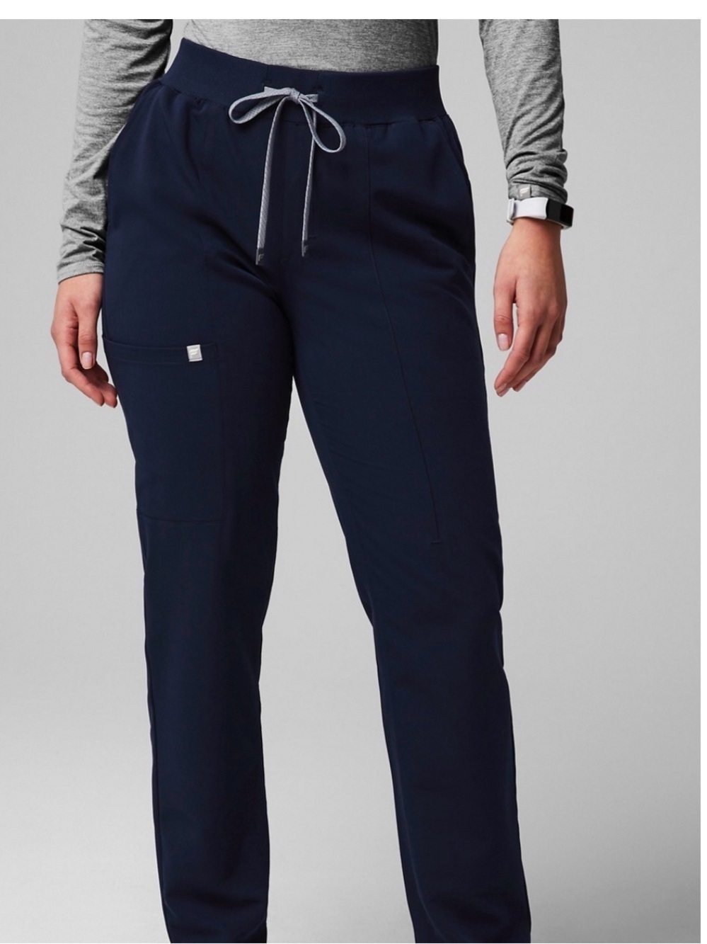 Fabletics Ion Scrub Pant Navy Drawstring Jogger Pants with Contrast Cord